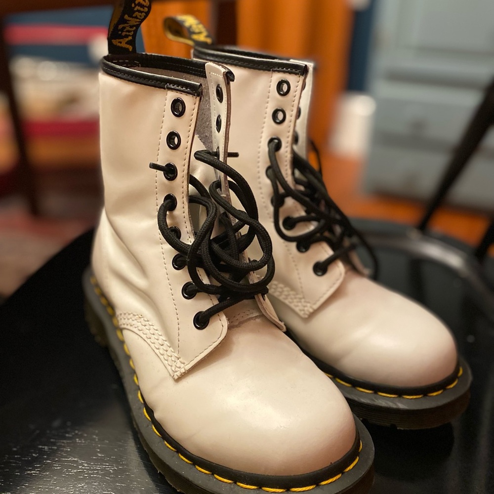 Dr. Martens White Leather Boots size 6